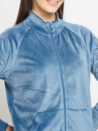 mSECRET Blue Solid Athleisure  Sweatshirt