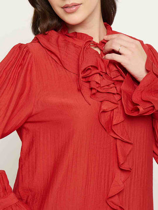 Madame Double Breasted Red Tencel Blend Top