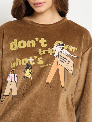 Madame Graphic Print Brown Sweatshirt