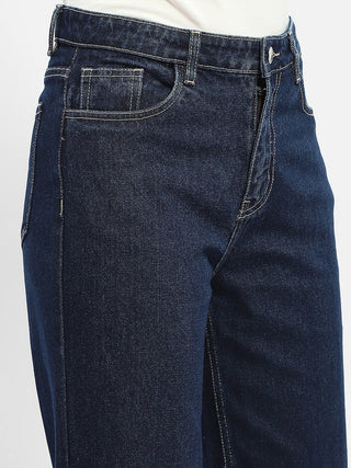 Madame Solid Blue Straight Jeans