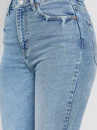 Madame Stone Wash Flared Light Blue Cotton Blend Jeans
