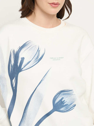 Madame Floral Print White Sweatshirt