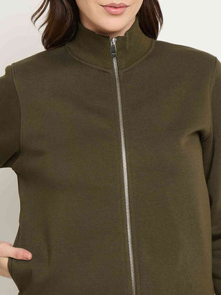 Madame High Neck Olive Sweatshirt