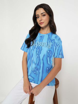 Madame Typography Print Half Sleeve Air Force Cotton T-shirt