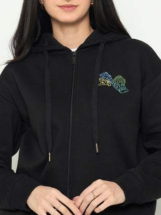 Madame Black Cotton Hooded Sweatshirt