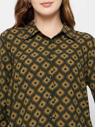 Madame Geometric Print Mustard Yellow Shirt