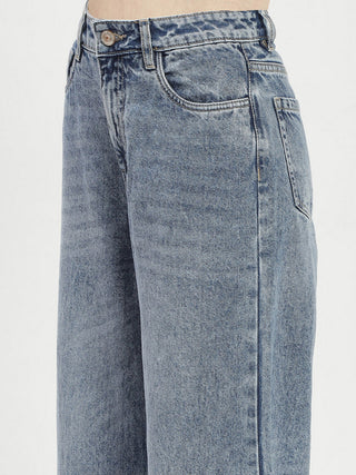 Madame Blue Wide-Leg Cropped Jeans