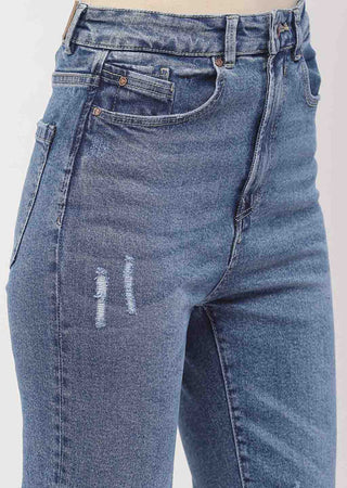 Madame Light Distressed Mid Blue Slim Fit Jeans