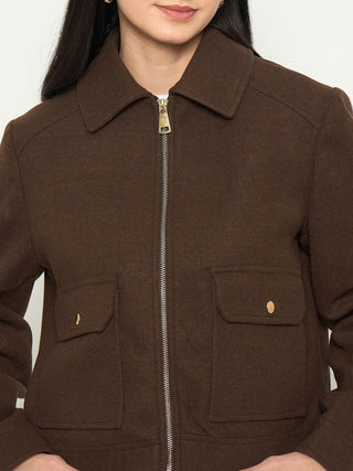 Madame Wrap Style Belted Brown Coat