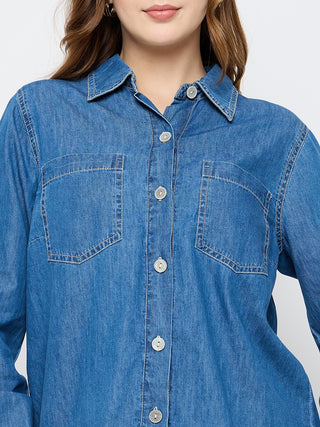 Madame Cotton Mid Blue Denim Shirt