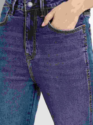 Madame Whiskered Cotton Blend Mid Blue Denim Jeans