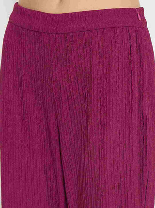 Madame Ribbed Belted Top and Bottom Plum Co-Ord Set