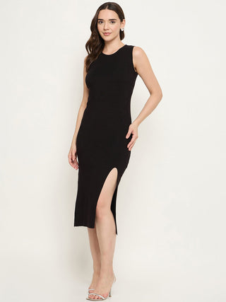 Madame Floral Print Sweater and Solid Dress Black Knitted Co-ord Set