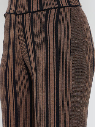 Madame Striped Three Piece Brown Co-ord Set