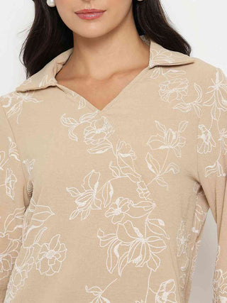 Madame Floral Print Top and Bottoms Beige Co-ord Set