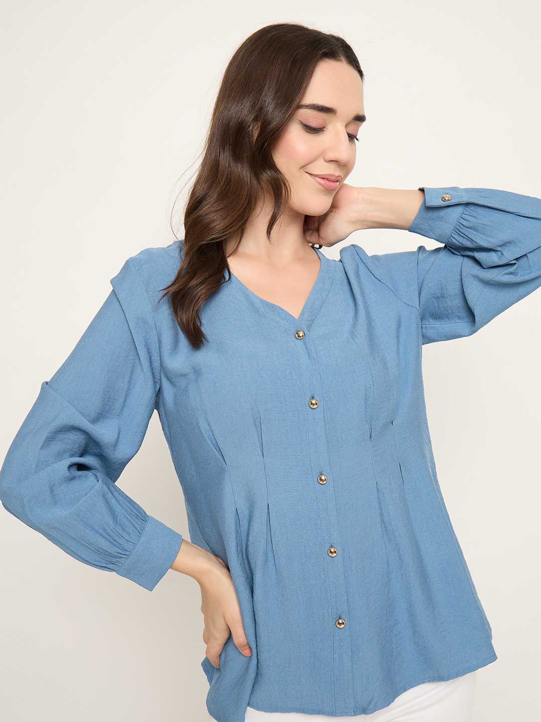 Madame Rayon Blend V-Neck Top color swatch