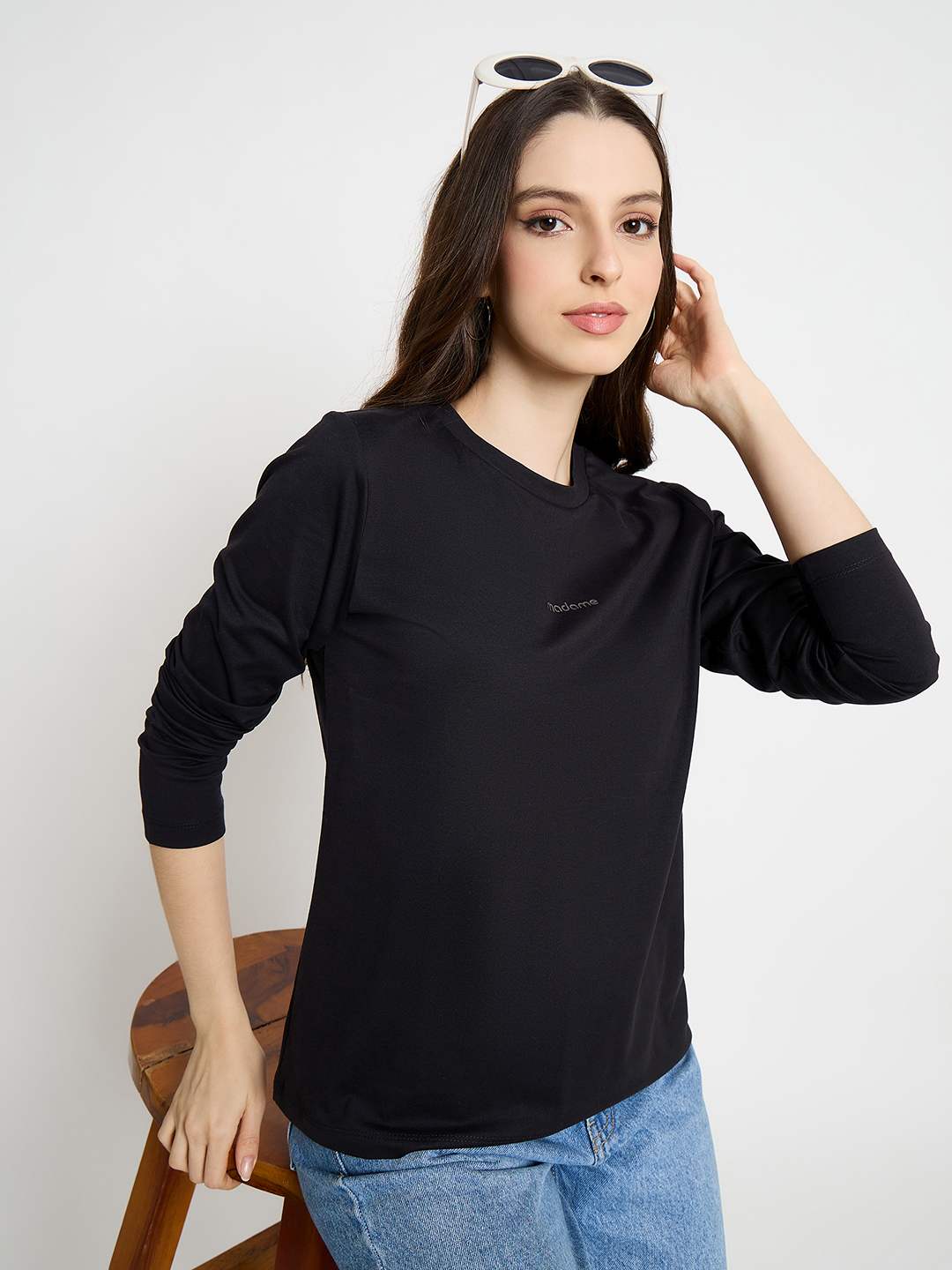 Madame Ombre Black Cotton Blend Top color swatch