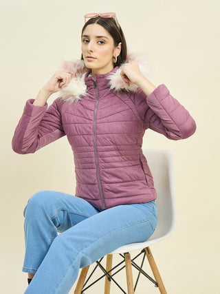 Madame Wine Red Fur Collar Jacket