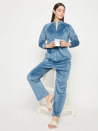 mSECRET Blue Solid Athleisure  Sweatshirt