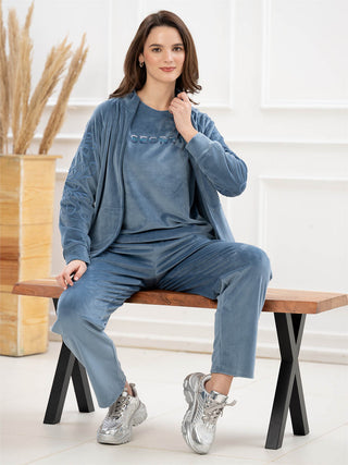 mSECRET Blue Solid Athleisure  Sweatshirt